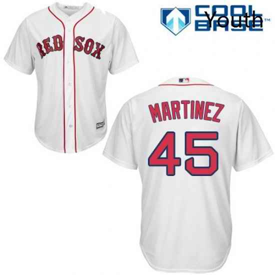 Youth Majestic Boston Red Sox 45 Pedro Martinez Replica White Home Cool Base MLB Jersey